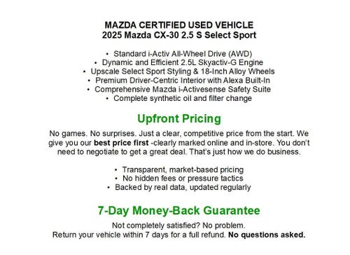 2025 Mazda Mazda CX-30 2.5 S Select Sport AWD