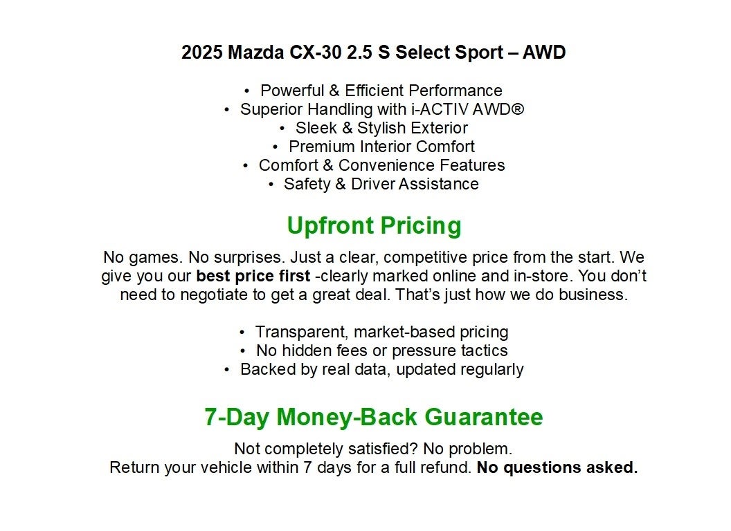 2025 Mazda Mazda CX-30 2.5 S Select Sport AWD