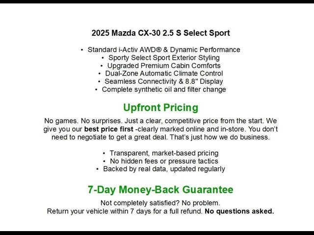2025 Mazda Mazda CX-30 2.5 S Select Sport AWD