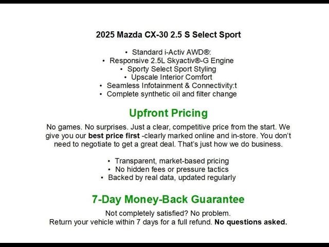 2025 Mazda Mazda CX-30 2.5 S Select Sport AWD