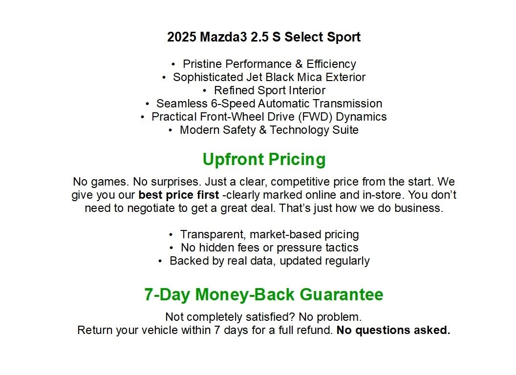 2025 Mazda Mazda3 Sedan 2.5 S Select Sport FWD