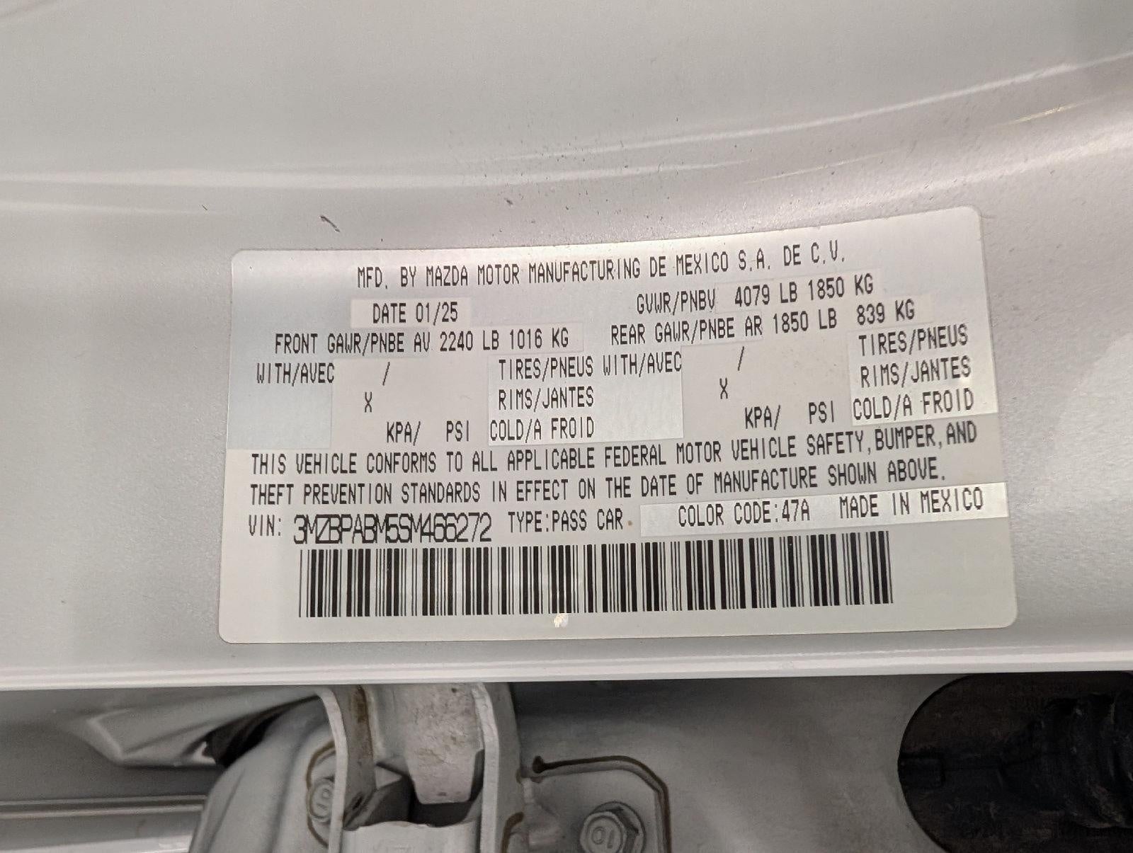 2025 Mazda Mazda3 Sedan 2.5 S Select Sport FWD